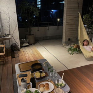 テラスで晩御飯